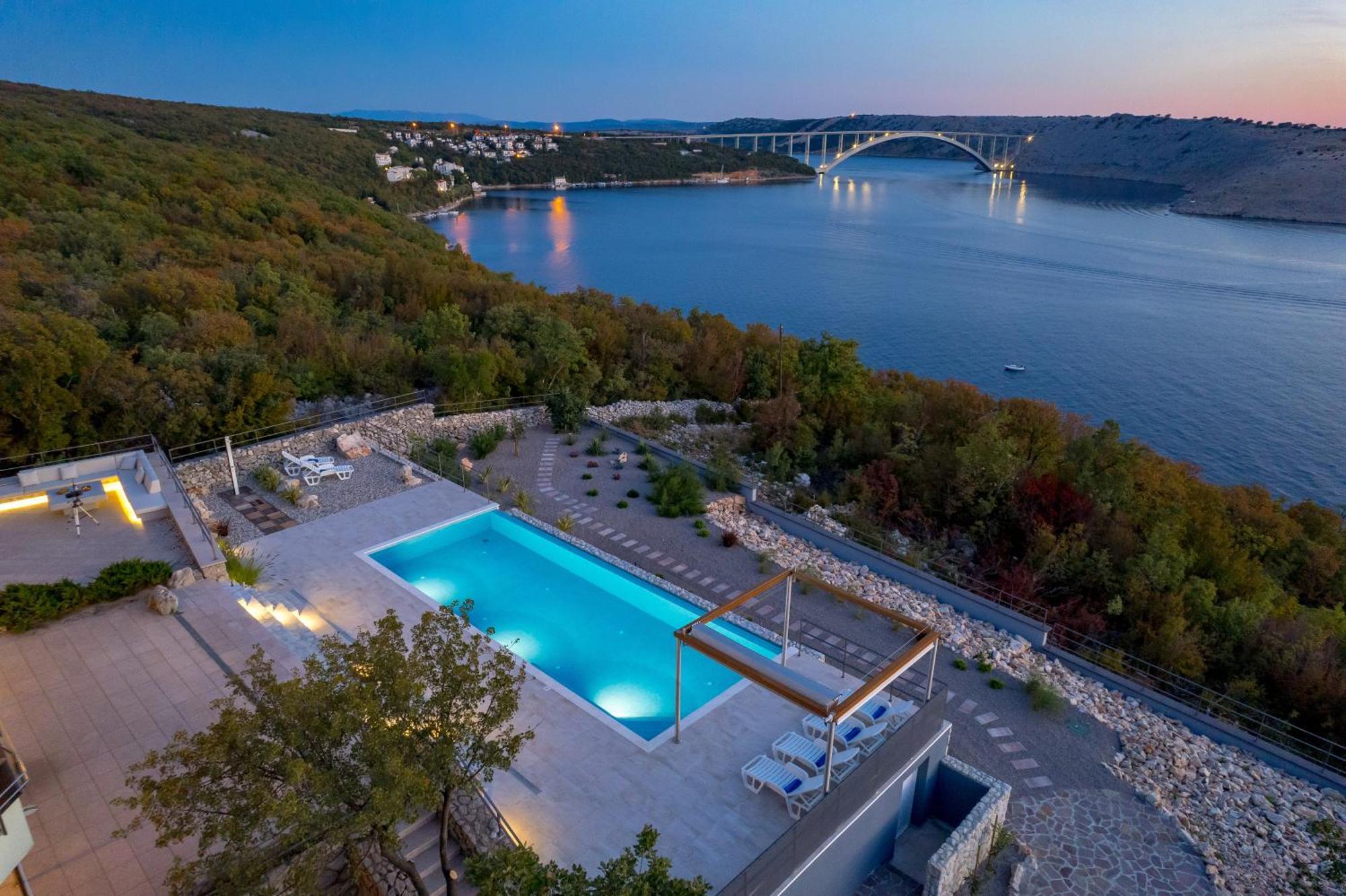 Luxury Villa Ostro With Pool & Krk Bridge View Kraljevica Exterior photo
